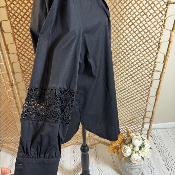 Black Button Down Lace Top - Picture 7 of 13